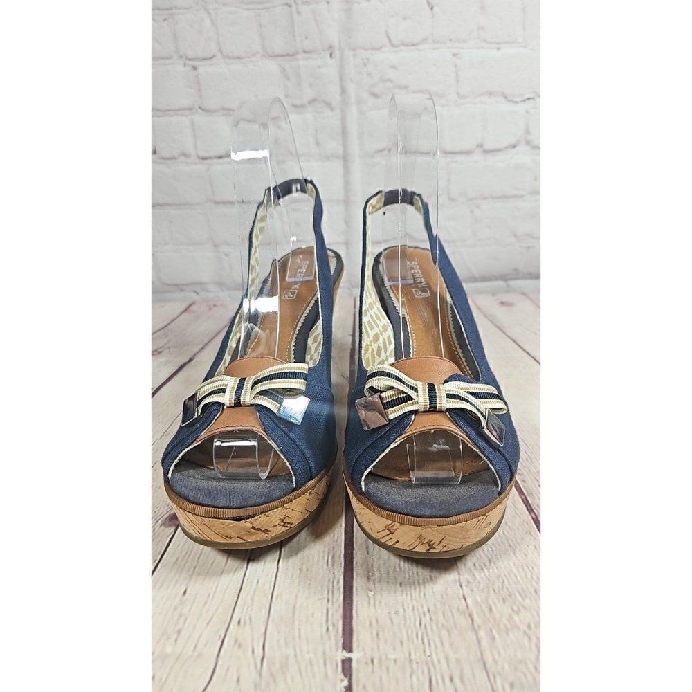 Sperry Open-Toe Cork Wedge Slingback Sandals Women's Size 8.5 - Picture 4 of 9
